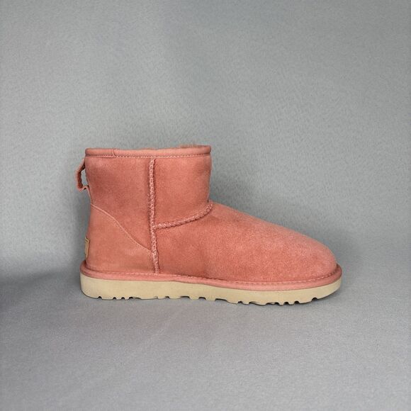 New Womens UGG Australia Boots Sz 8 Classic Mini Pinkish Red (Clay Pot) Booties - Picture 9 of 15